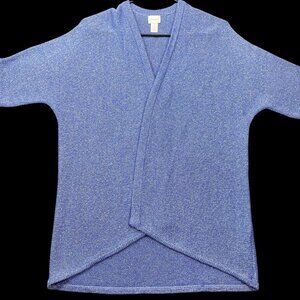 Chicos Womens Open Front Metallic Knit Cardigan In Blue Size 1 (M/L)
